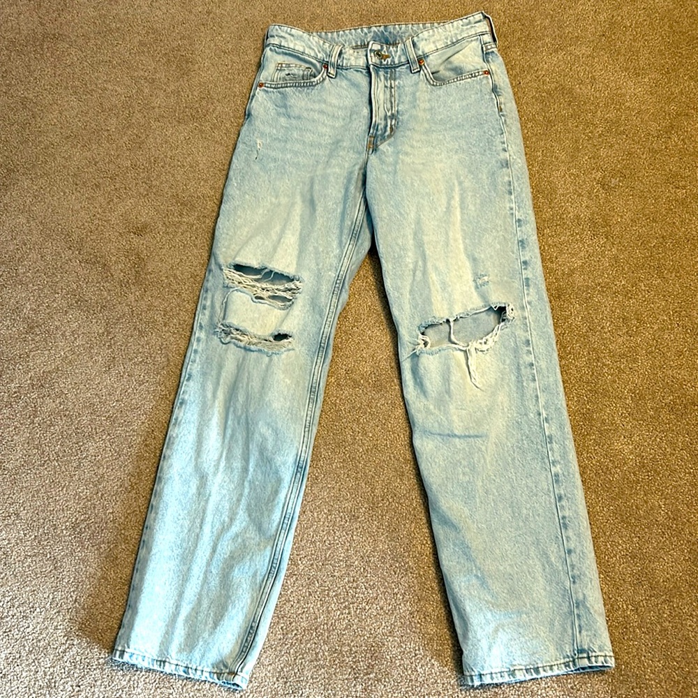 & Denim baggy, low waist light color jeans size 2